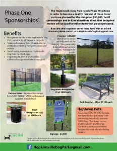 Hopkinsville Dog Park Sponsorship Opportunities