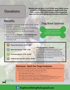 Hopkinsville Dog Park Sponsorship Opportunities